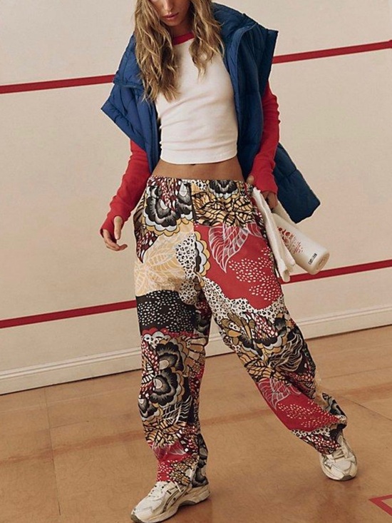 Free People Pants - Free People Multicolor Floral Patchwork Wide Leg Pants